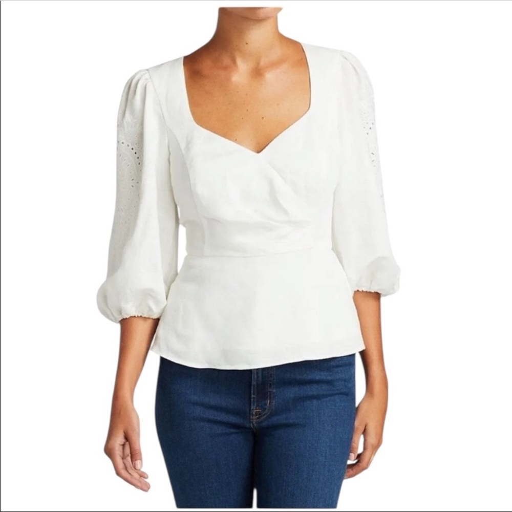 NWT Parker New York Ivory Eyelet Sleeve Blouse